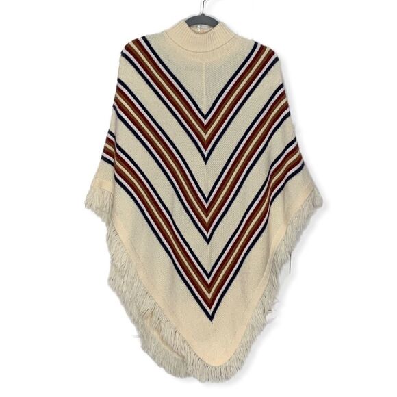 Hand knit Chevron Poncho - Picture 1 of 7